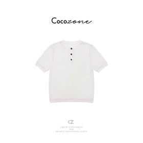 COCO ZONE 刘一一【棉亚麻混纺】圆领纽扣小香风毛针织衫CD1A0756