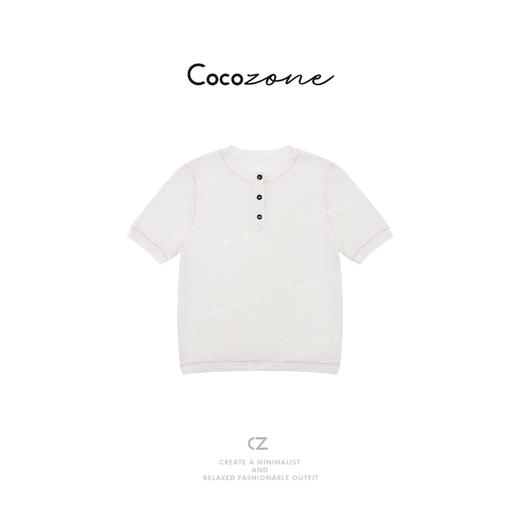 COCO ZONE 刘一一【棉亚麻混纺】圆领纽扣小香风毛针织衫CD1A0756 商品图0