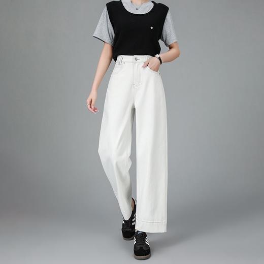 轻奢定制四面弹光学白九分直筒阔腿裤 商品图0