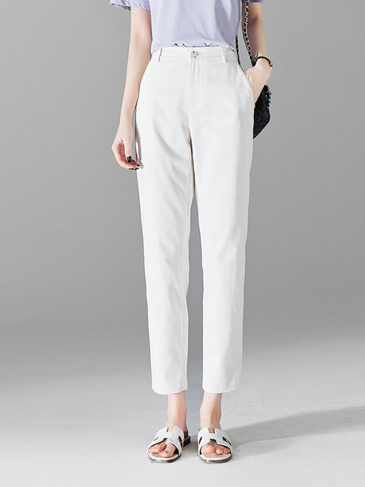 雀说 高腰窄版直筒裤女新款藏蓝色裤子春秋西装裤小个子九分烟管裤5ZF-1331 商品图8