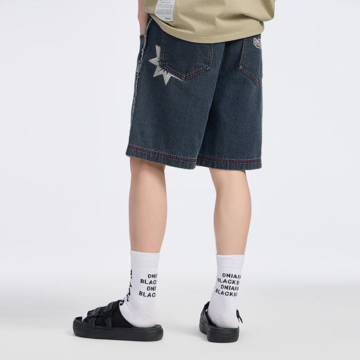 ONIARAI/鬼洗 石化古乌标语做旧水洗牛仔短裤 24A0544 商品图2