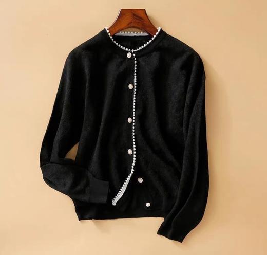 小香风钉珍珠羊冰丝提花针织开衫 商品图10