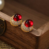 丁摩 红色新年耳环韩版轻奢锆石耳钉925银针高级感女精致耳饰5ZF-1274 商品缩略图0