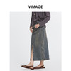 VIMAGE纬漫纪秋季新款牛仔裙中长款女包臀开叉高腰半身裙V2006608 商品缩略图3