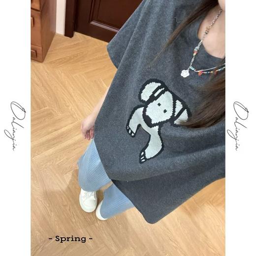 2025新品  佳佳同款【像素小狗】小动物宽松可爱短袖T恤时尚休闲慵懒卡通圆领 商品图0