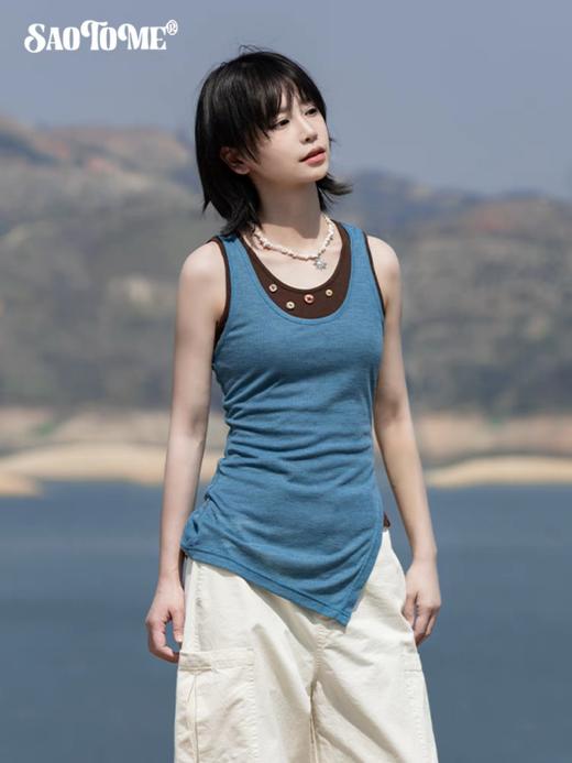 早乙女惠子saotome/STMBX252238/结构不规则下摆假两件背心 商品图3