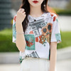 丁摩 精纺薄款短袖印花短袖女夏季新款休闲衬衣宽松显瘦上衣5ZF-4213 商品缩略图1