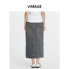 VIMAGE纬漫纪秋季新款牛仔裙中长款女包臀开叉高腰半身裙V2006608 商品缩略图4