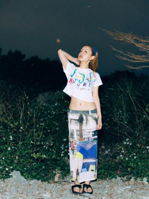 CryingCenter 灵蛇音符自然音乐手绘印花正肩短款轻薄竹节棉TEE 商品图4