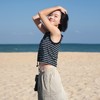 【出游季特惠】ACMEITEM爱棵米户外女士条纹背心棉感短款修身无袖上衣女士GAG2160264C 商品缩略图2