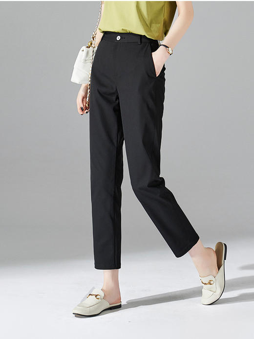 雀说 高腰窄版直筒裤女新款藏蓝色裤子春秋西装裤小个子九分烟管裤5ZF-1331 商品图7