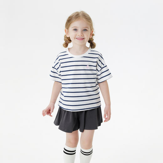 【凉感衣】马克珍妮女童多彩条纹短袖T恤 宝宝上衣夏装新款550782 商品图2