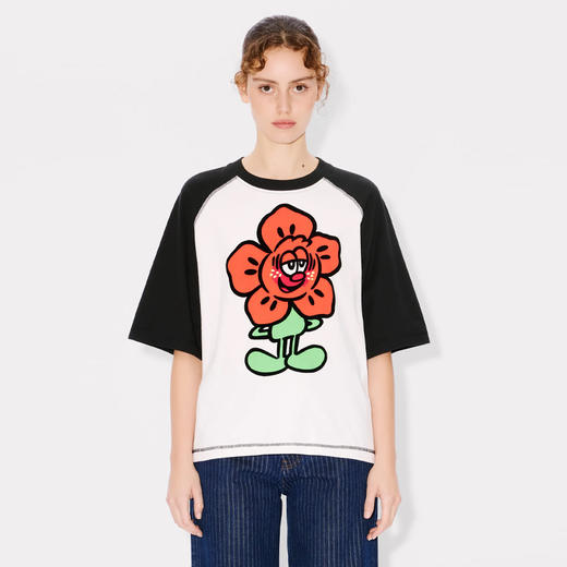 KENZO 高田贤三 女士卡通花花卉图案徽标印花棉质圆领短袖T恤 混色 FF52 TS173 4SG 99J 商品图1