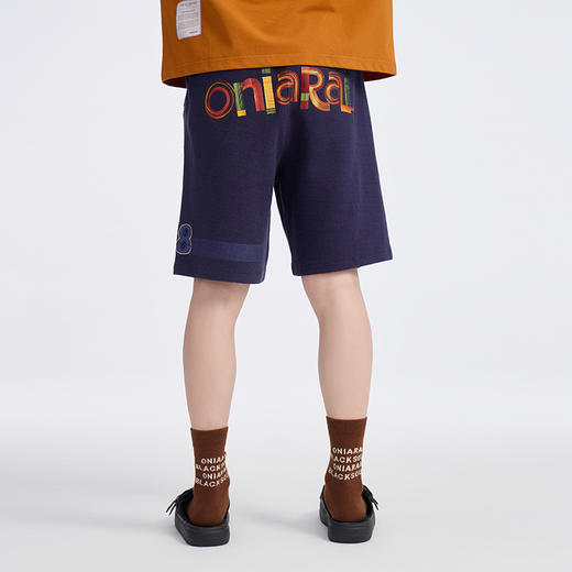 ONIARAI/鬼洗 仿手扫胶纸 logo 拼接剪裁短卫裤 A540004 商品图2