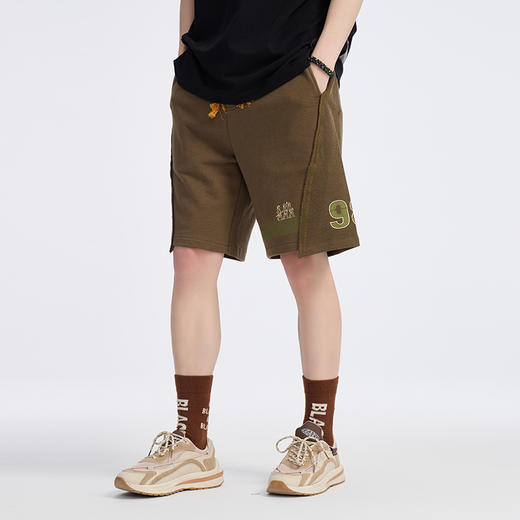 ONIARAI/鬼洗 仿手扫胶纸 logo 拼接剪裁短卫裤 A540004 商品图4