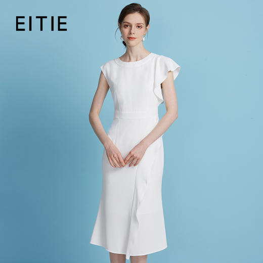 【荷叶边拼接鱼尾裙】EITIE爱特爱不对称设计优雅法式多色连衣裙B2507654 商品图1