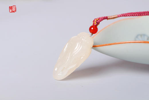 和田藕粉玉【人参】吊坠 配精美挂绳 商品图2