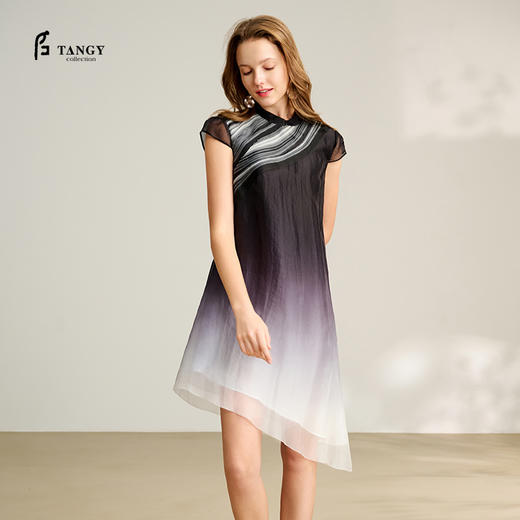 TANGY Collection天意商场款民族风复古吊染女连衣裙L252824 商品图0