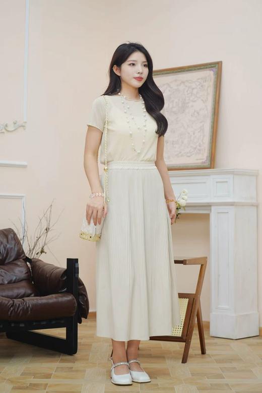 臣禾 圆领短袖卷边针织衫T恤S211090122 商品图5