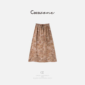 COCO ZONE 刘一一【100人丝】国风印花抽绳橡筋半身裙 CD1A0677