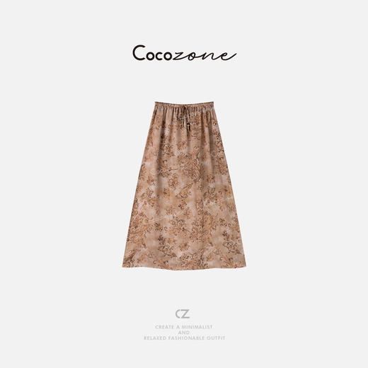 COCO ZONE 刘一一【100人丝】国风印花抽绳橡筋半身裙 CD1A0677 商品图0