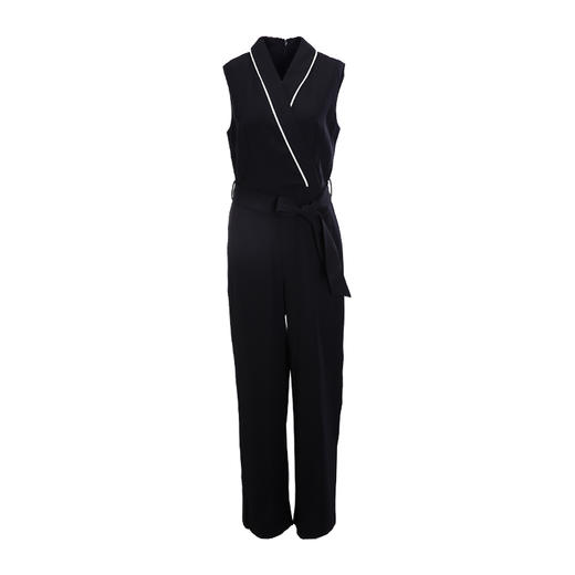 EITIE爱特爱女装春季白色线条拼接时尚V领无袖连体裤长裤5707436 商品图5