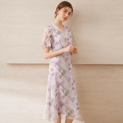 【法式浪漫薄纱碎花】EITIE爱特爱奢雅质感连衣裙夏季新款B2507672 商品图2