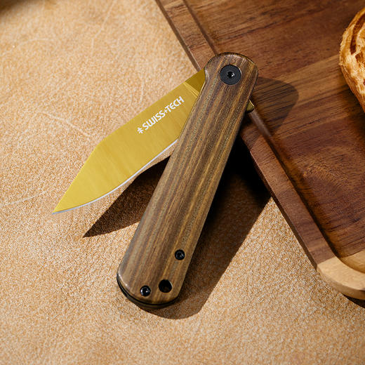 SWISS+TECH 瑞士科技木柄折叠刀户外露营探险EDC小刀-分销 商品图1