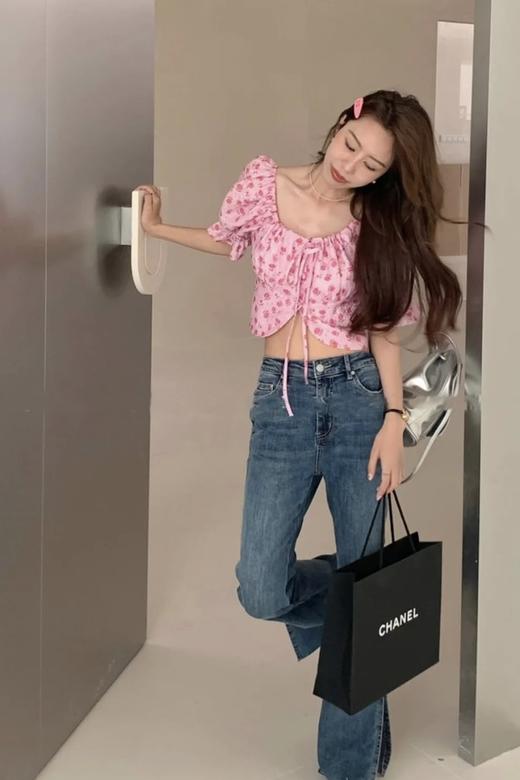 L.Fleuri 粉色碎花方领上衣 18099 商品图2