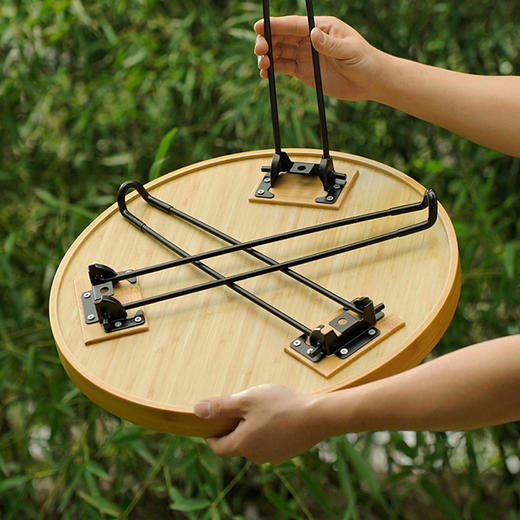 竹小茶丨原竹弯曲折叠竹几 直径450*高415mm 茶盘茶具茶道 不含茶具 商品图7