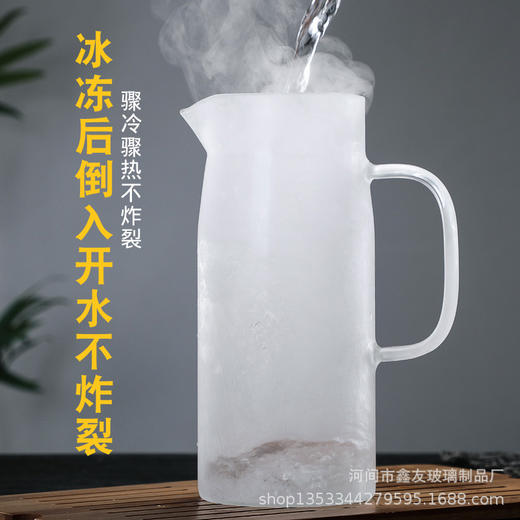 加厚耐热玻璃茶壶扎壶家用凉水壶冷水壶果汁壶明火加热竹盖壶 商品图2