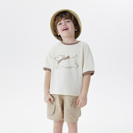 马克珍妮男童飞奔小狗休闲短袖T恤 宝宝上衣2025年夏装新款550810 商品图2