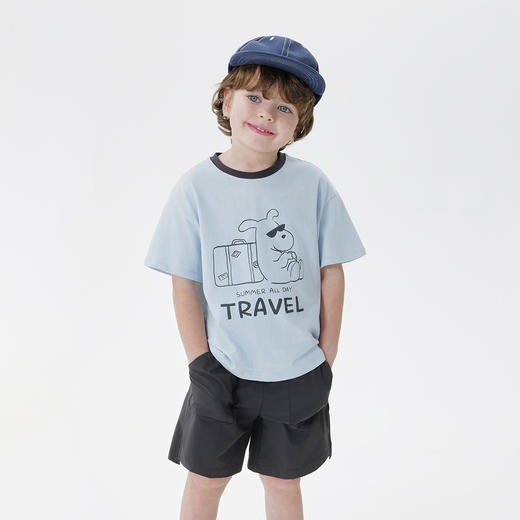 【凉感亲肤】马克珍妮男女童快乐小熊短袖T恤 宝宝夏装新款550583 商品图1