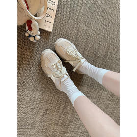 真皮7cm内增高！2025拼色圆头厚底德训鞋女新款休闲运动鞋阿甘鞋！