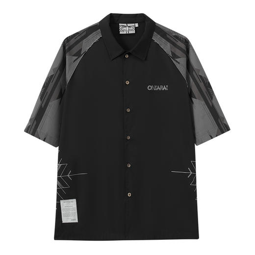 ONIARAI/鬼洗  新石器时代织物图腾插肩袖拼接夏威夷衬衫 A740003 商品图3