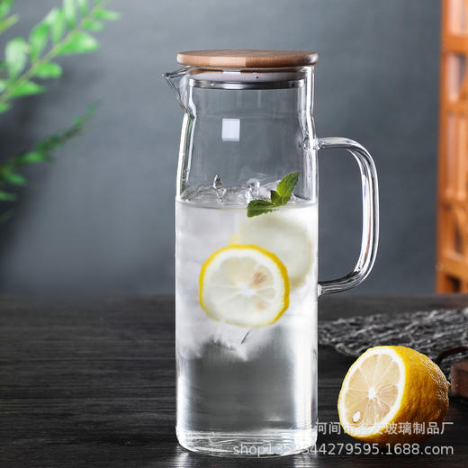 加厚耐热玻璃茶壶扎壶家用凉水壶冷水壶果汁壶明火加热竹盖壶 商品图0
