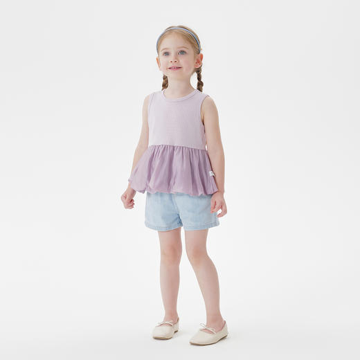 马克珍妮女童甜美花苞亲肤弹力背心宝宝上衣2025年夏装新款550762 商品图1