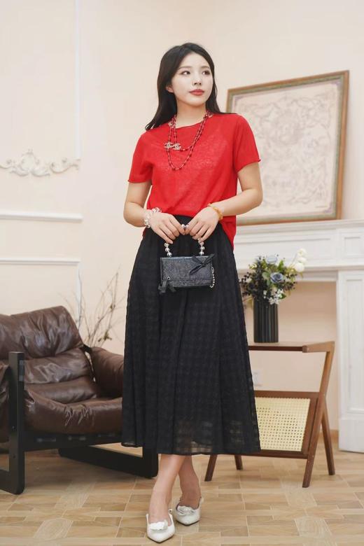 臣禾 圆领短袖卷边针织衫T恤S211090122 商品图2