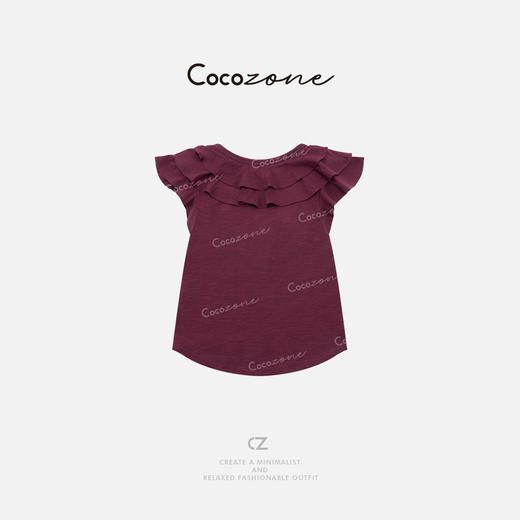 COCO ZONE 刘一一 【100棉】V领灵动叠层荷叶边设计T恤CD1A0769 商品图3