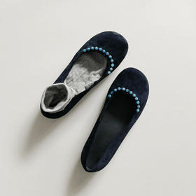 羊皮版复古浅口真皮小单鞋！2025新款女款一脚蹬圆头奶奶鞋串珠配裙子平底鞋！