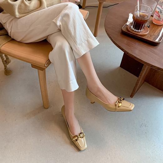 【预售5天】春夏新款牛皮低跟浅口法式复古方头欧美时尚猫跟单鞋女DYJ&CT2051-1 商品图3