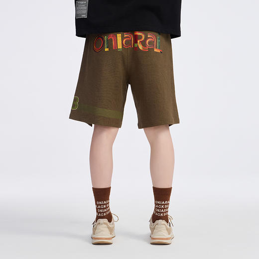 ONIARAI/鬼洗 仿手扫胶纸 logo 拼接剪裁短卫裤 A540004 商品图5