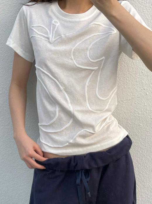 CryingCenter半透雪花竹节棉发泡3c苹果印花正肩修身短袖哭喊中心 商品图6