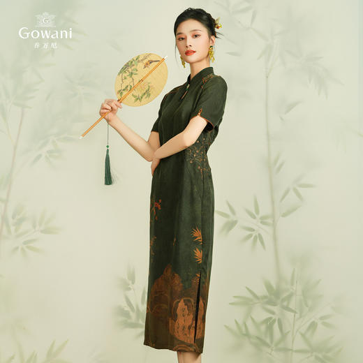 【海棠润苑】【香云纱】乔万尼100%真丝连衣裙新中式古典收腰设计EM2E772 商品图1