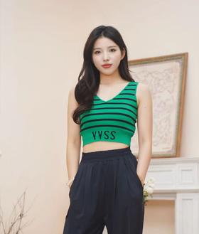 S6M4【积分兑换】臣禾条纹控针织背心K222052102【66.5%粘纤33.5%锦纶】