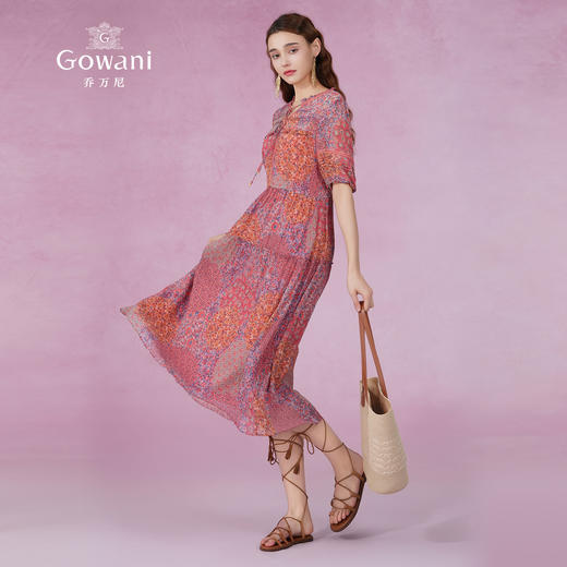 乔万尼真丝连衣裙100%桑蚕丝新款法式碎花EM2E879 商品图3