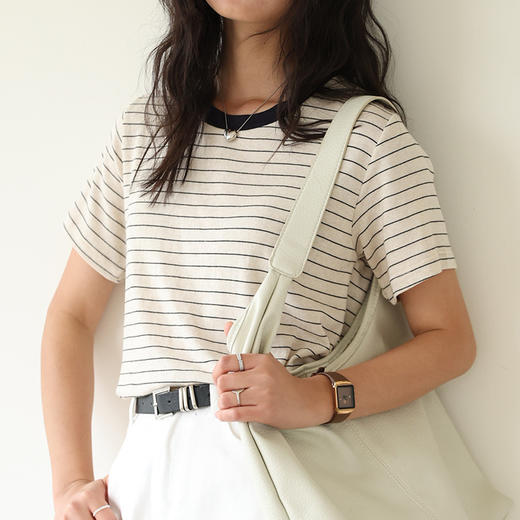 （合作款）天丝亚麻圆领撞色T恤 商品图3