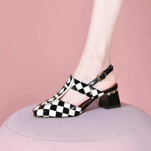 【预售5天】法式气质包头凉鞋，粗跟中跟真皮高跟鞋SY&732-30 商品图2