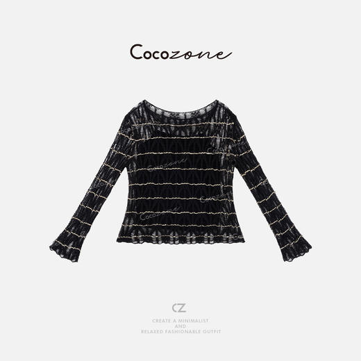 COCO ZONE 刘一一 【朦胧感】浪漫意境镂空菱格毛针织衫CD1A0760 商品图1