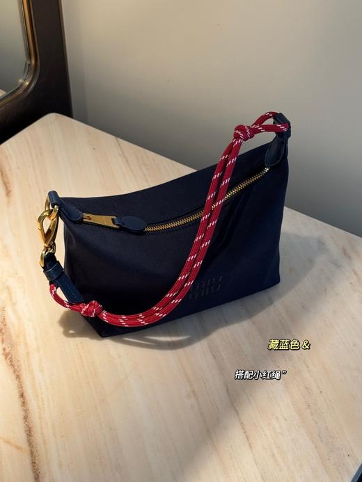 帆布复古刺绣饭盒包冲浪绳手提包拼真皮腋下包单肩斜挎包 商品图2